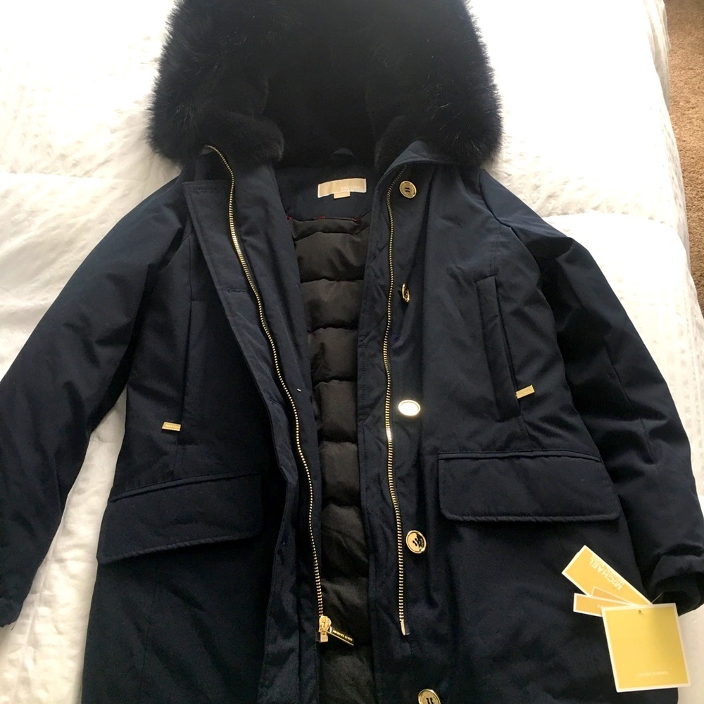 Michael Kors faux fur DOWN Dark Navy jacket